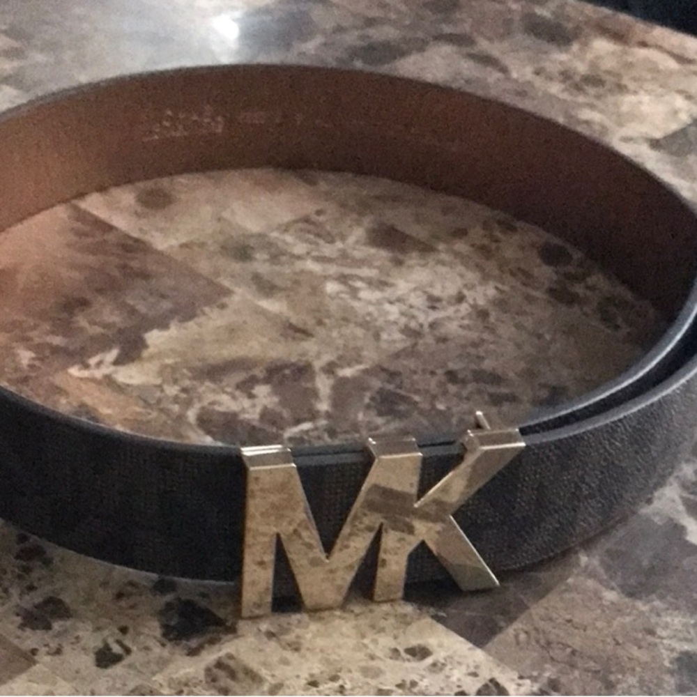 MK Logo Belt in Brown and Black